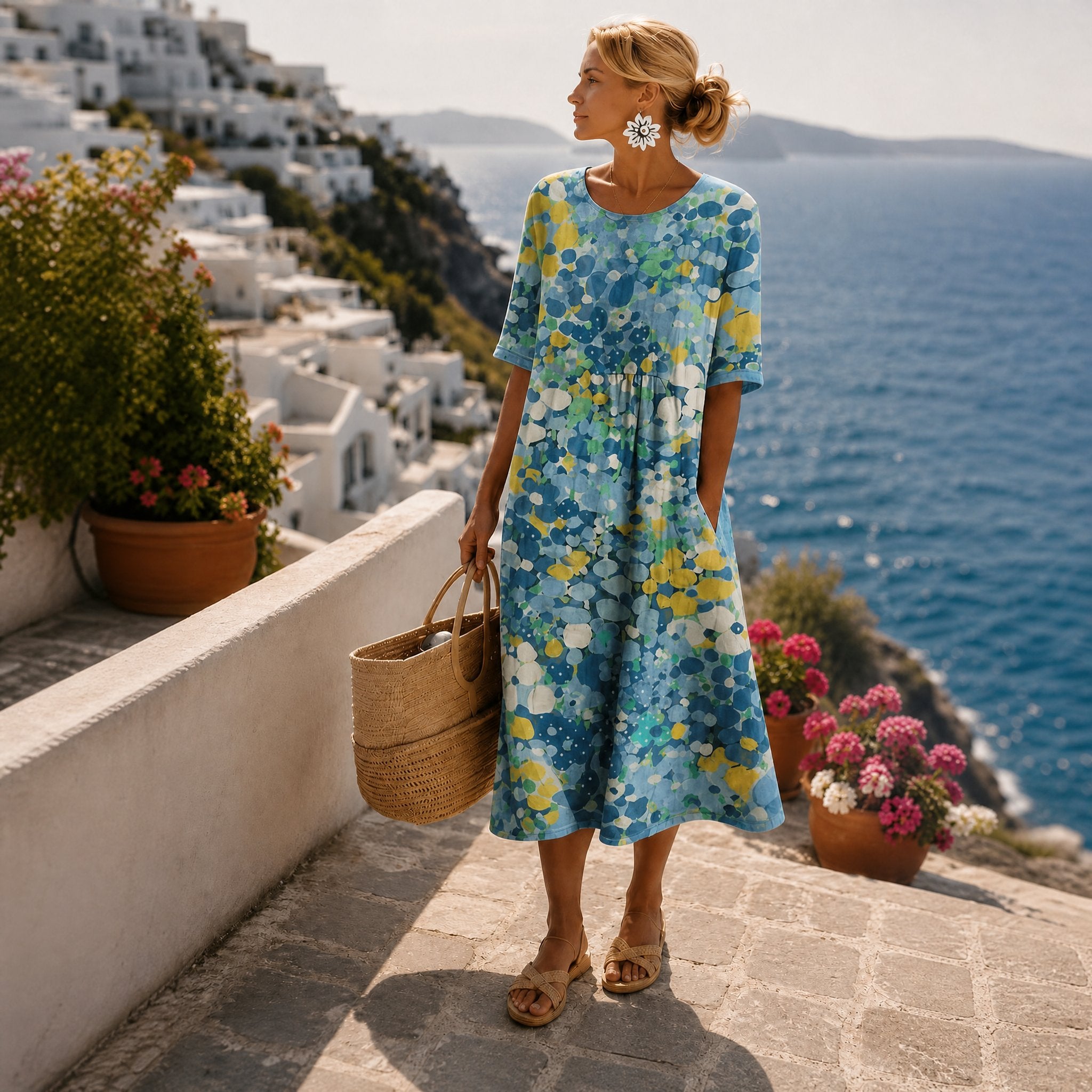 Maud - Elegante midi bloemenjurk voor dames Side