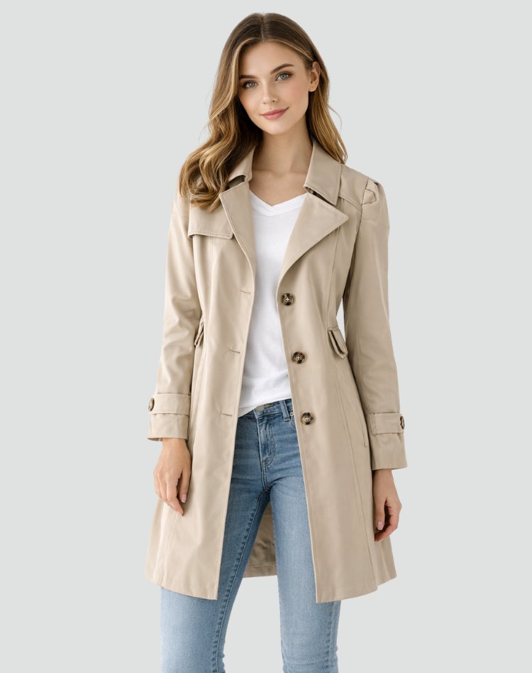 Maud - Klassieke lichtgewicht trenchcoat slim fit voor dames Hero