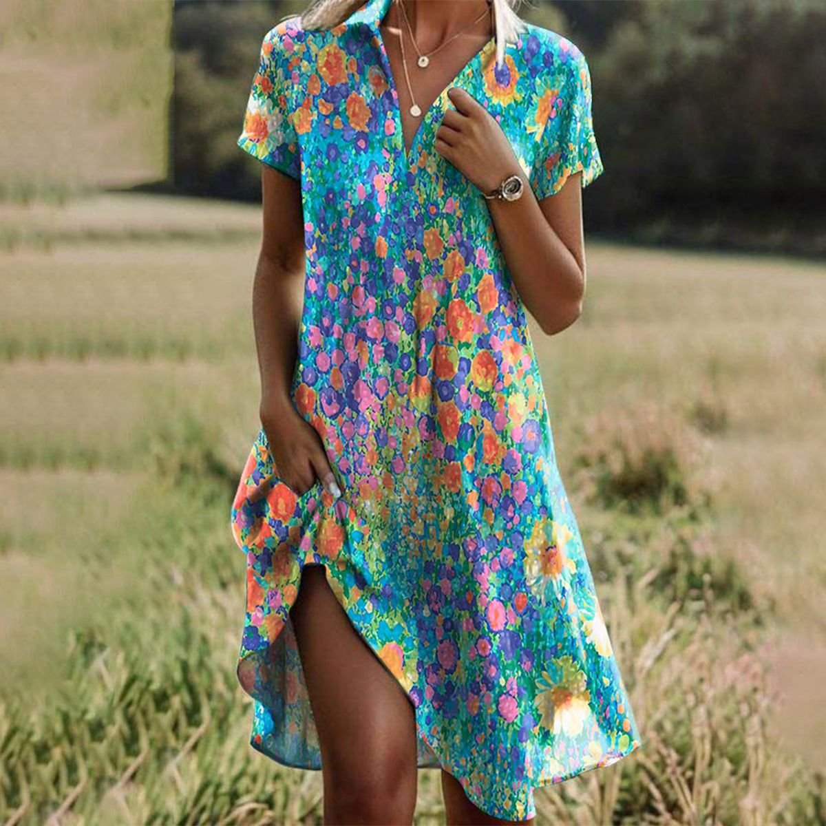 Merel - Ademende midi zomerjurk met bloemenprint voor dames Hero