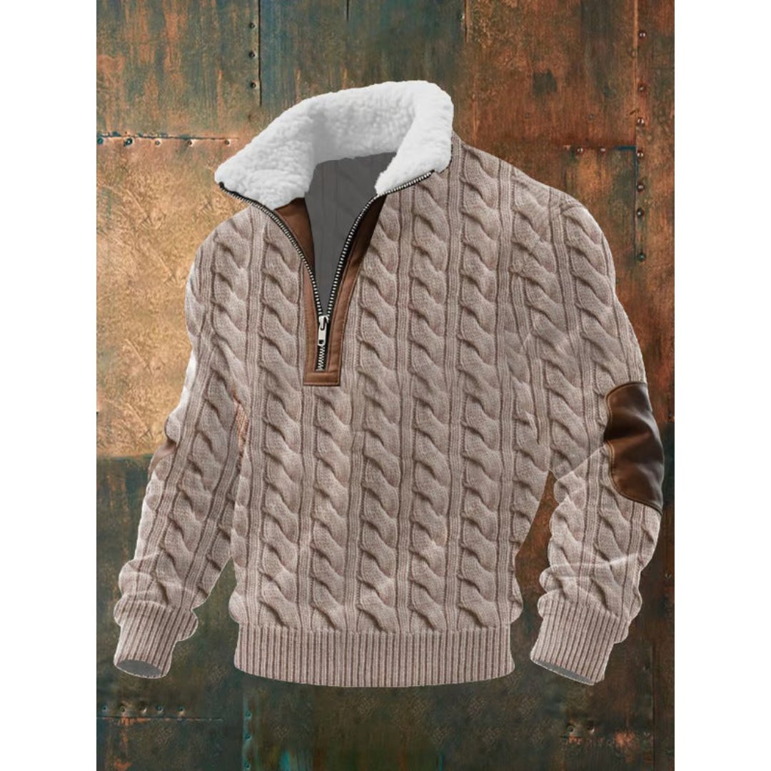 Niels - Comfortabele half-zip trui met sherpa kraag voor heren Front
