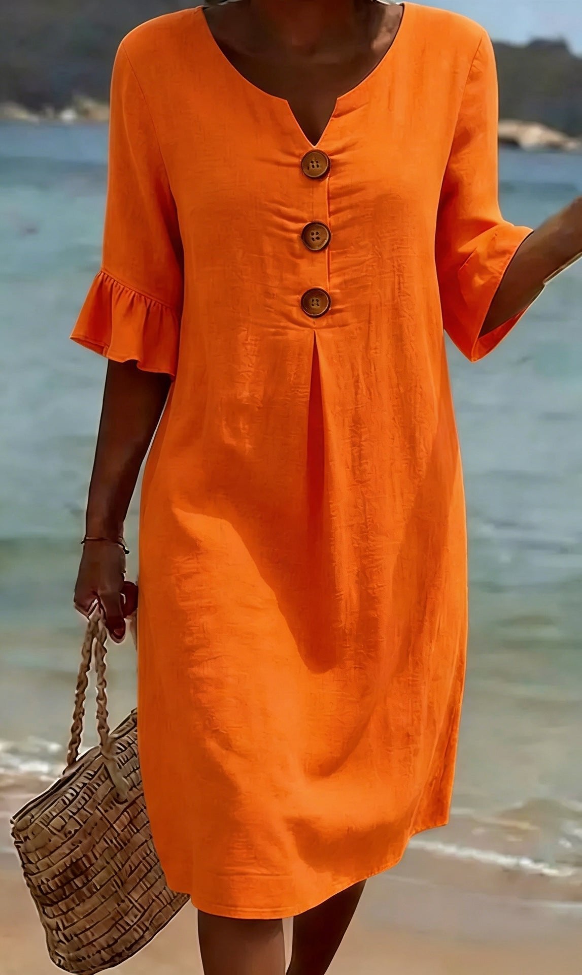 Noa - Elegante losse jurk met pofmouwen voor dames Lifestyle