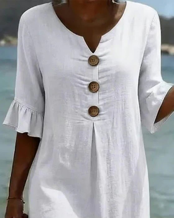 Noa - Elegante losse jurk met pofmouwen voor dames View 13