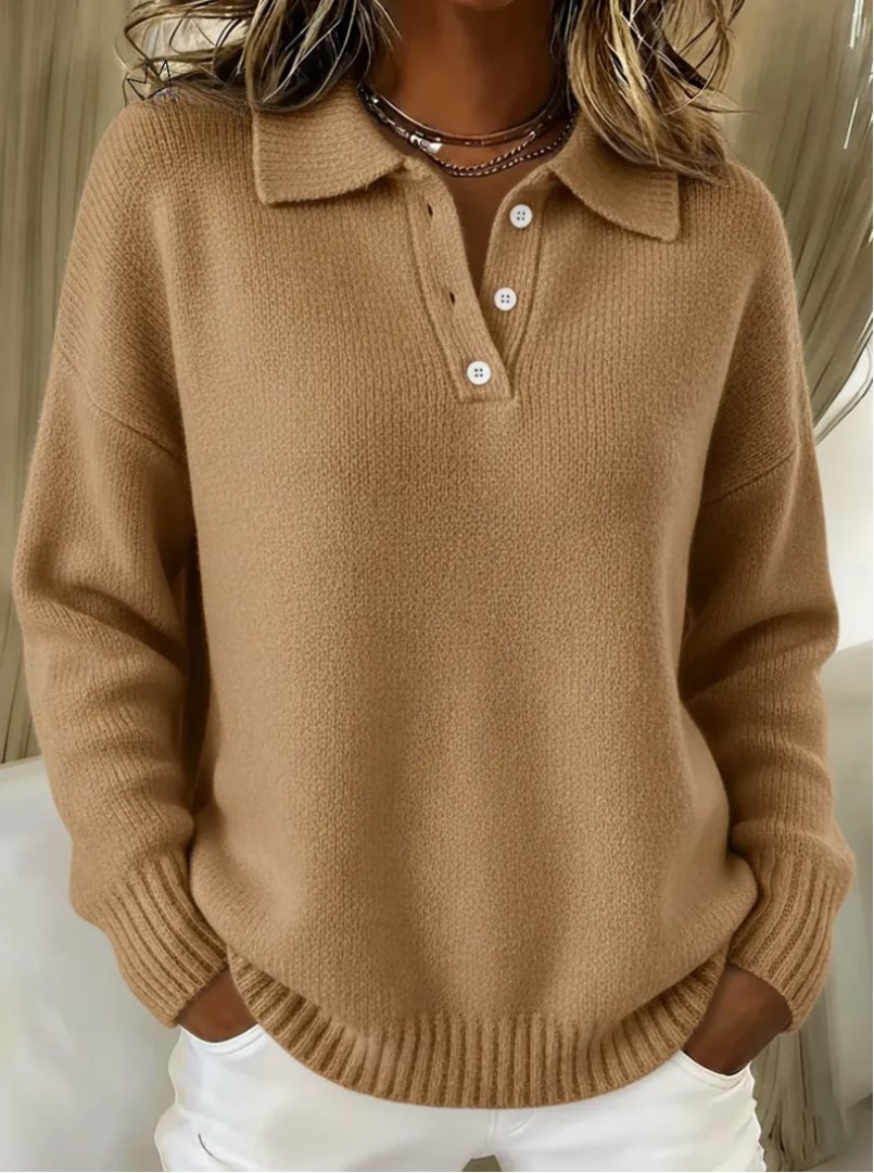Renske - Elegante polotrui met knoopsluiting voor dames Side