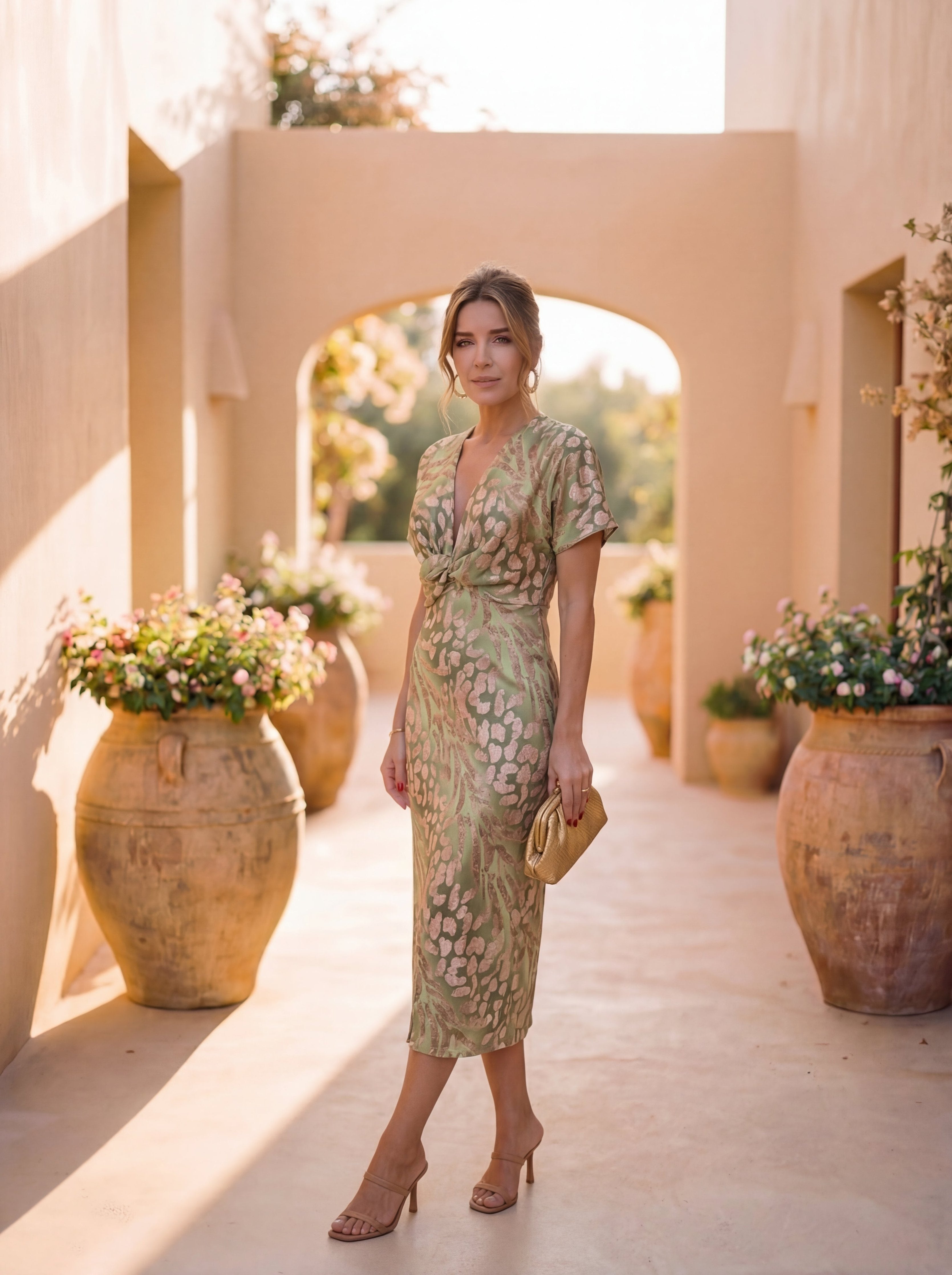 Robin - Elegante midi jurk met wikkelknoop voor dames