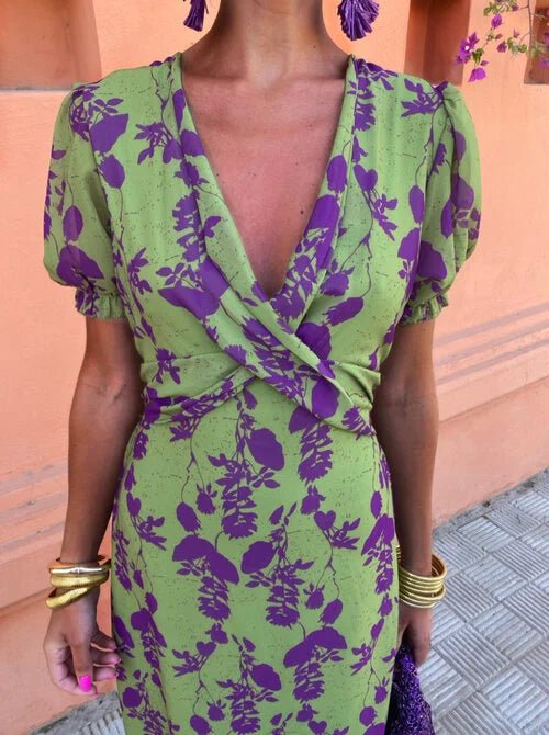 Roos - Elegante zomerjurk met botanische print voor dames Full