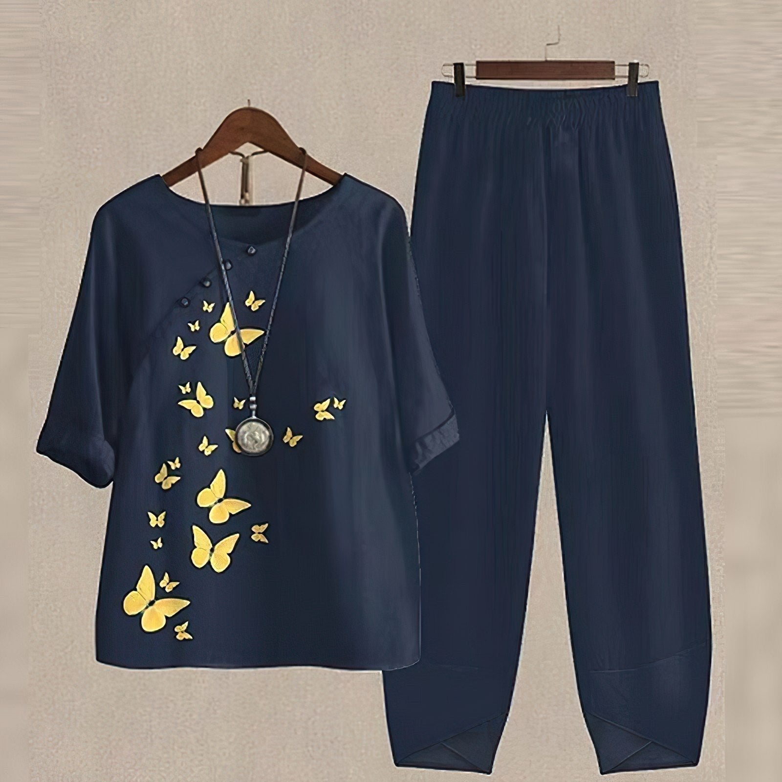 Roos - Stijlvolle zomerset met bloemenprint voor dames Side