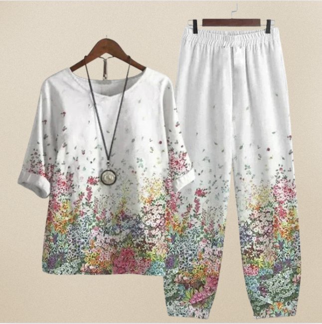 Roos - Stijlvolle zomerset met bloemenprint voor dames View 12