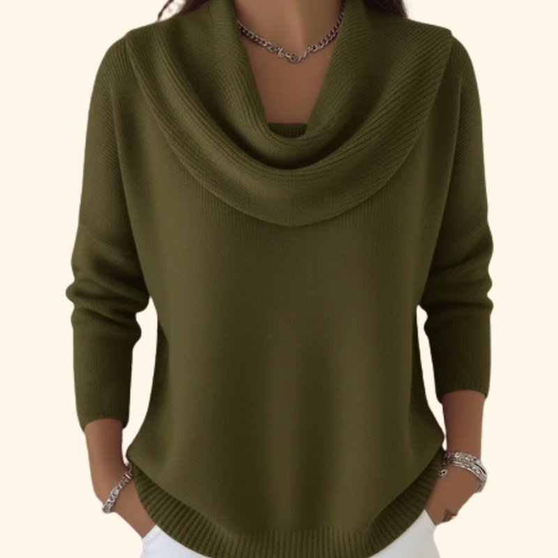 Sanne - Elegante trui met sierlijke cowl kraag voor dames Detail