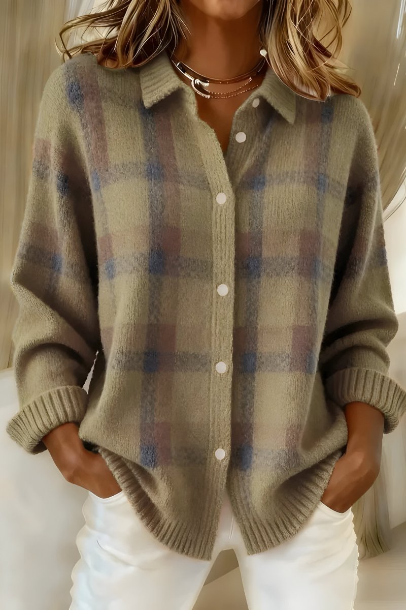 Silke - Klassieke geruite cardigan voor dames Back