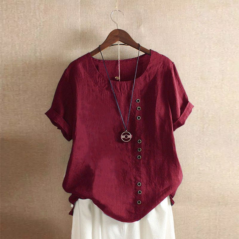 Silke - Luchtige katoenen blouse met sierknopenlijst voor dames Alternate