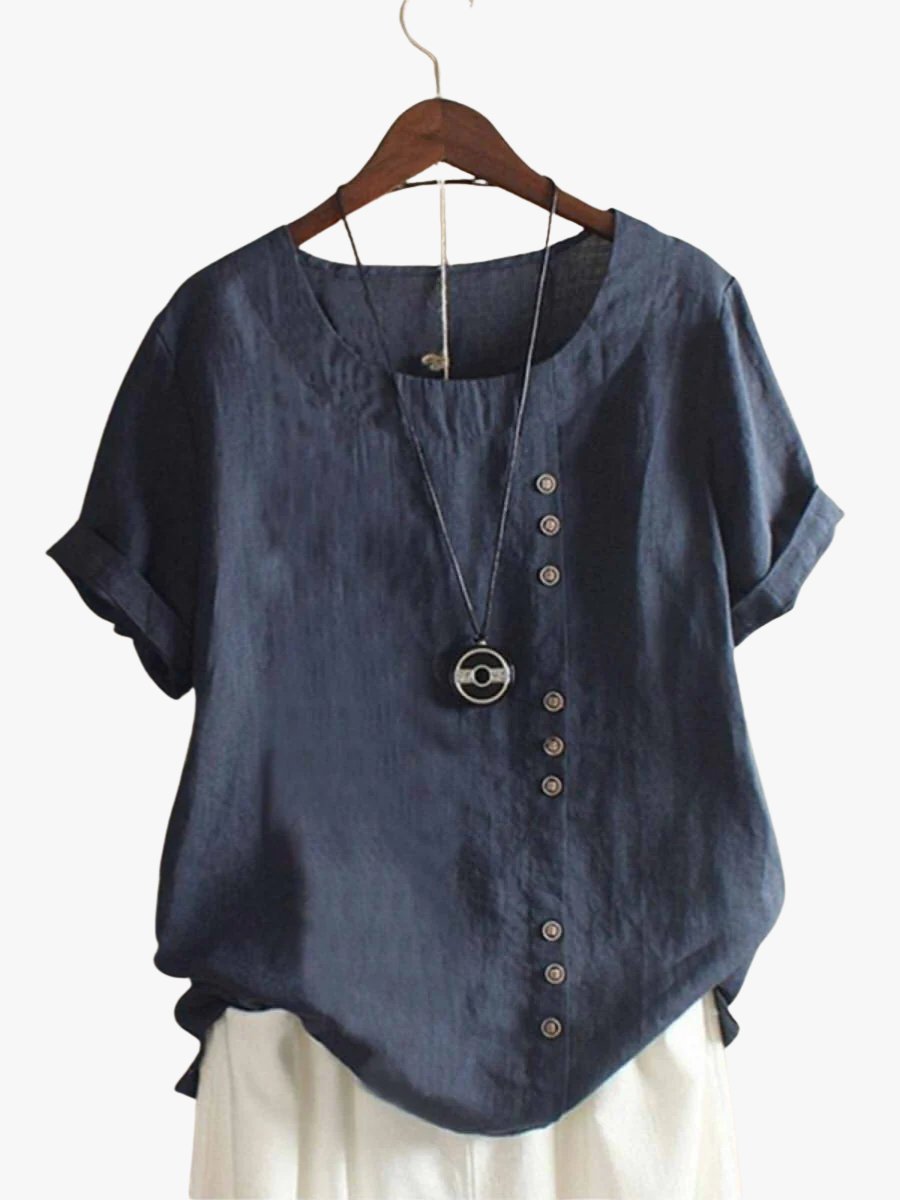 Silke - Luchtige katoenen blouse met sierknopenlijst voor dames Hero