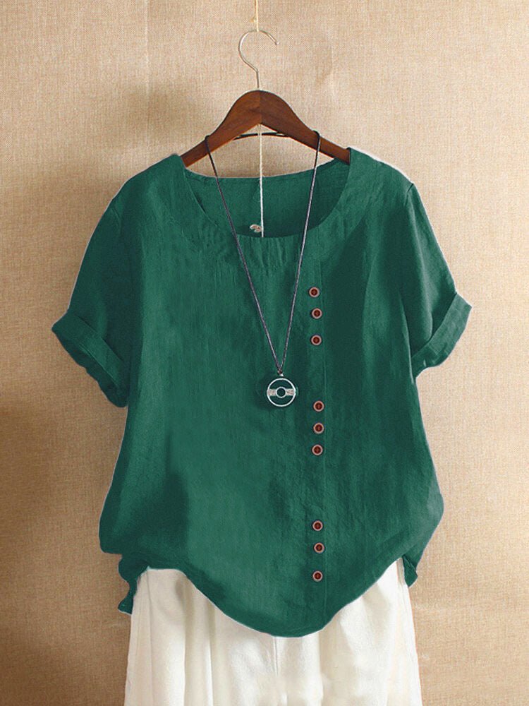 Silke - Luchtige katoenen blouse met sierknopenlijst voor dames View 12