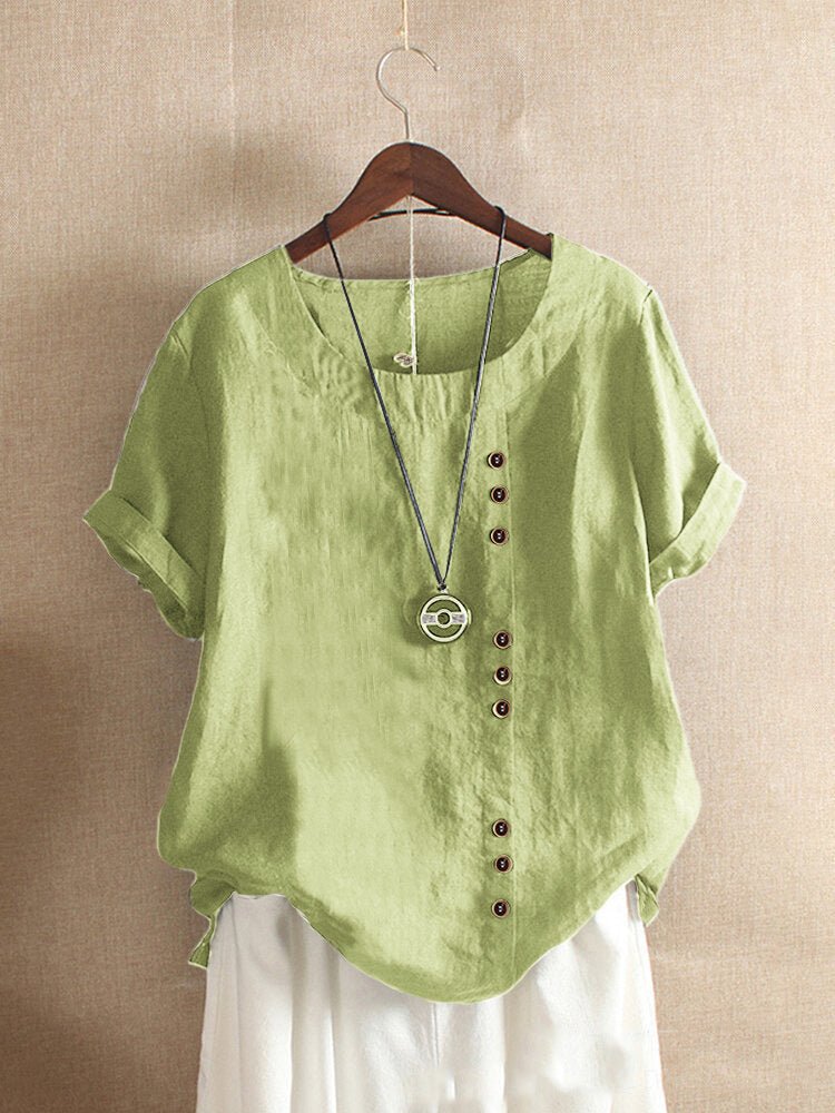 Silke - Luchtige katoenen blouse met sierknopenlijst voor dames View 13