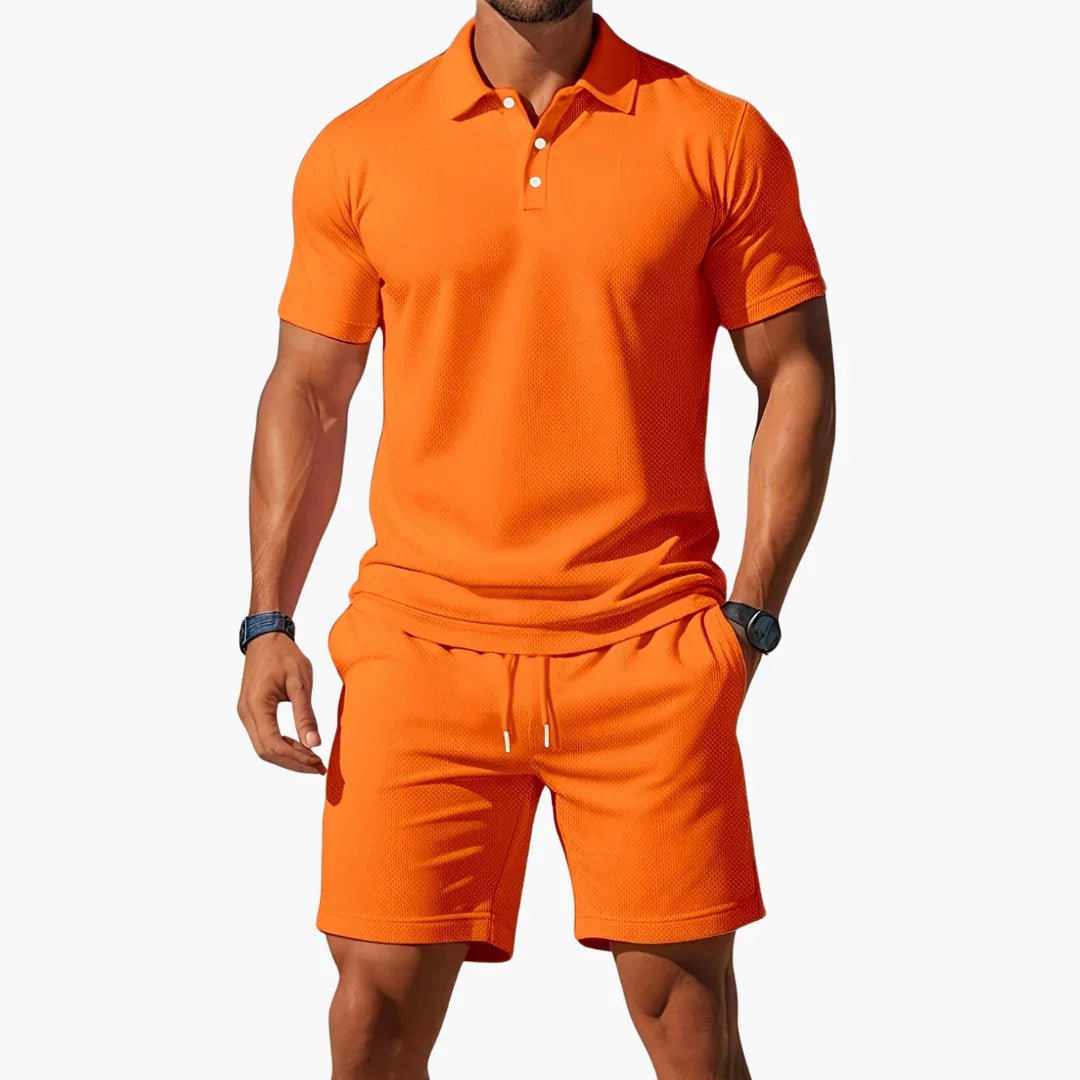 Sven - Ademend 2-delige poloset voor heren Detail