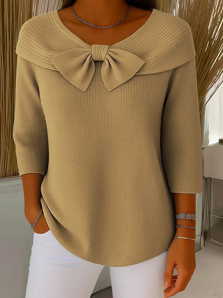 Tessa - Elegante gebreide top met strikdetail voor dames Detail