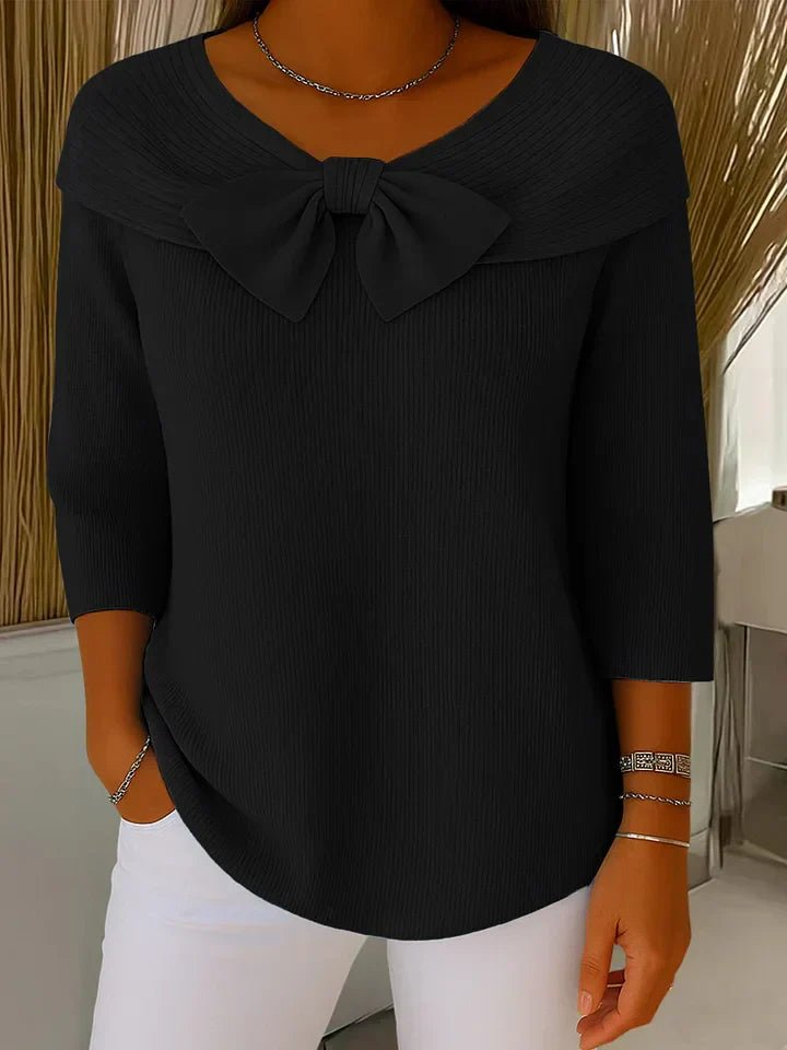 Tessa - Elegante gebreide top met strikdetail voor dames Side
