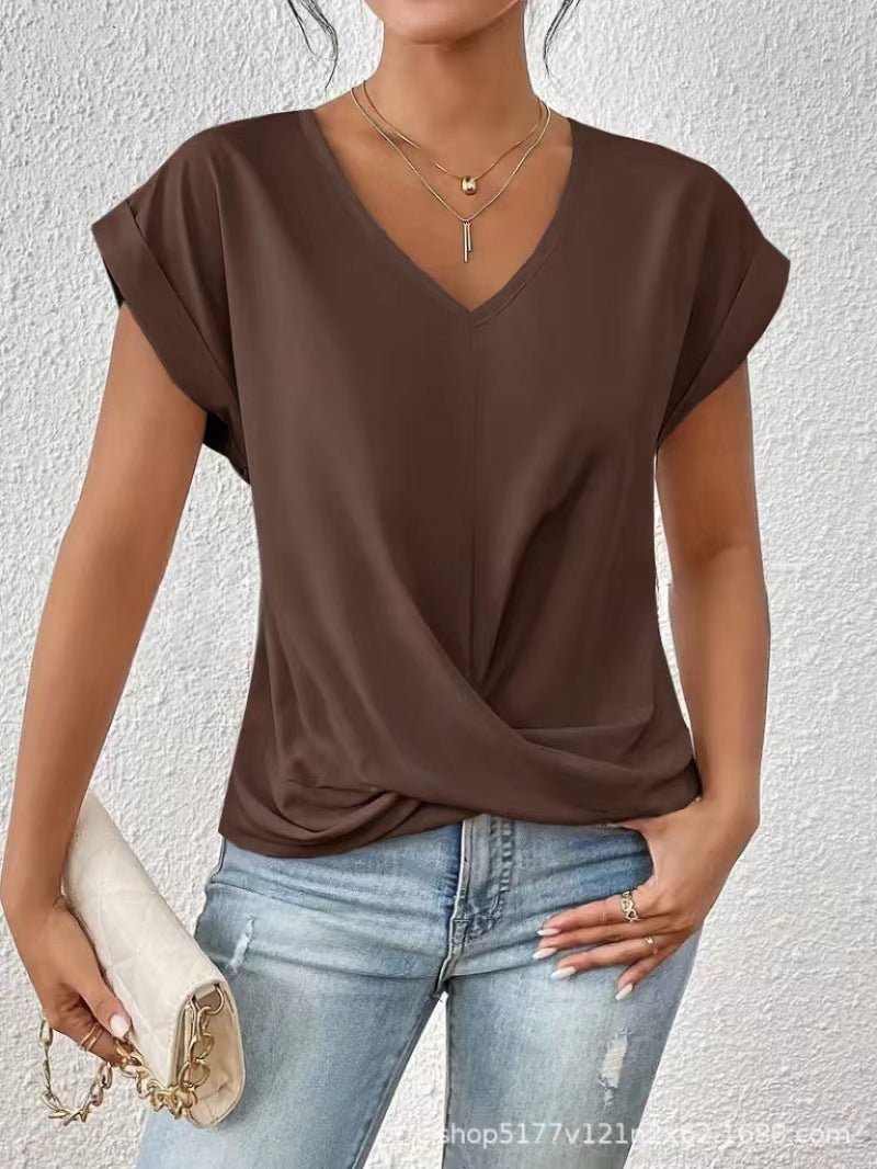 Tessa - Elegante t-shirt met v-hals en twist zoom voor dames View 11