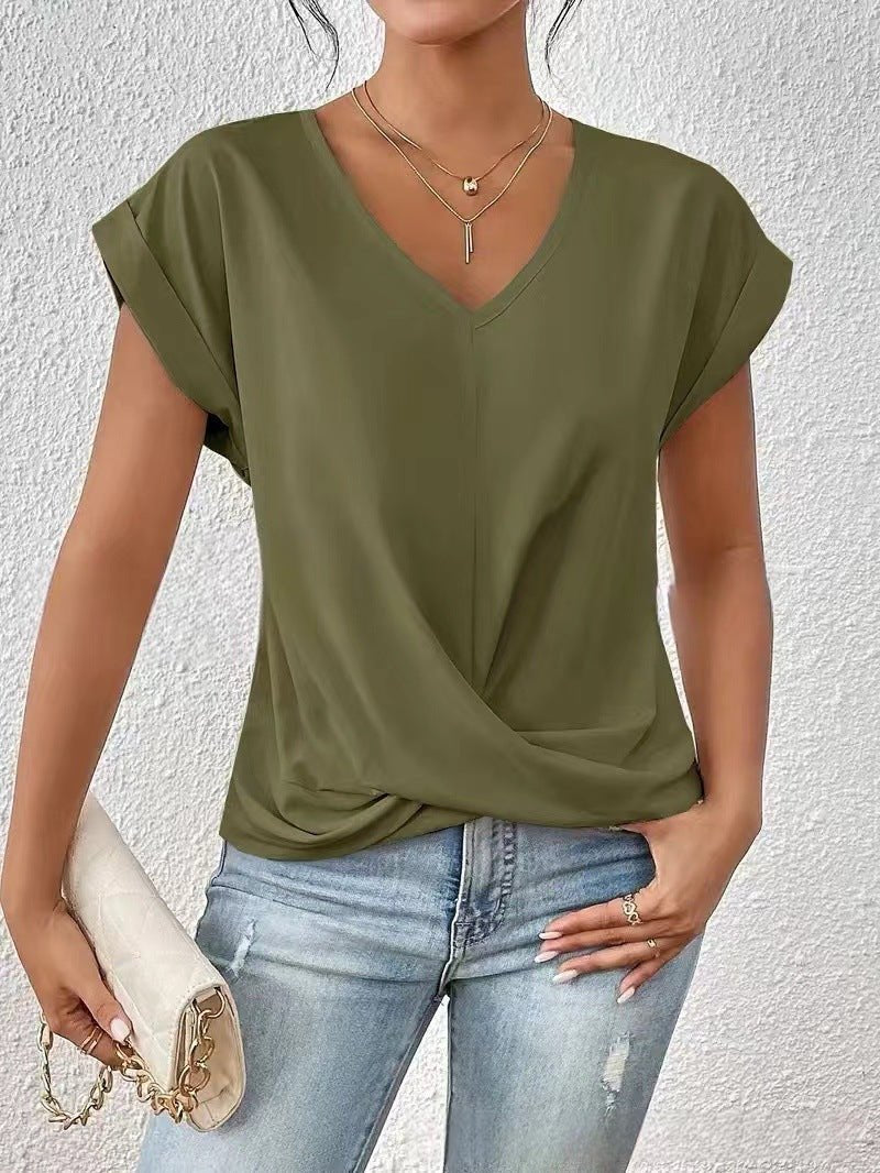 Tessa - Elegante t-shirt met v-hals en twist zoom voor dames View 15