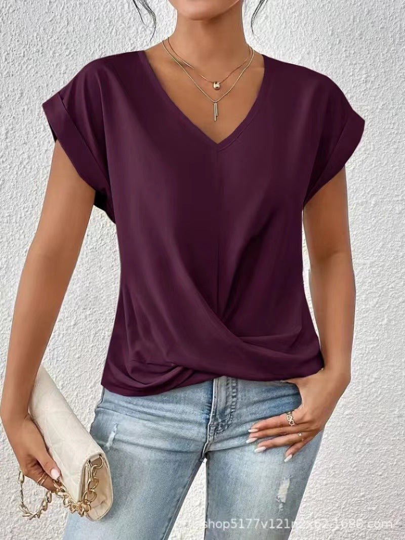 Tessa - Elegante t-shirt met v-hals en twist zoom voor dames View 17
