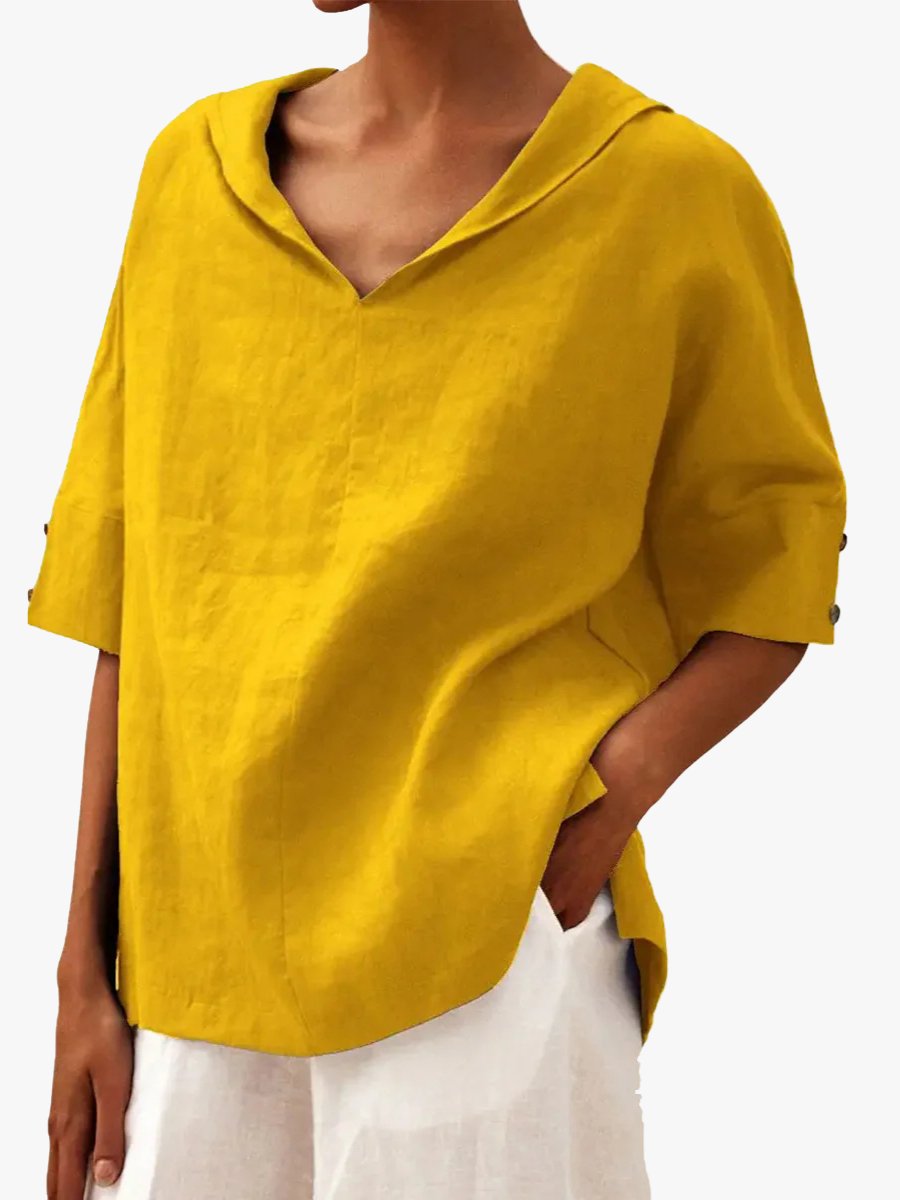 Vera - Luchtige linnen blouse met v-hals voor dames Hero