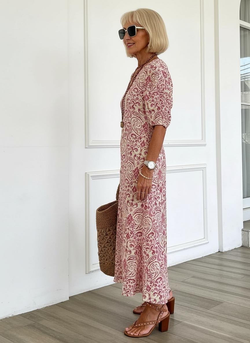 Vilja - Boho maxi jurk met paisleyprint voor dames Detail