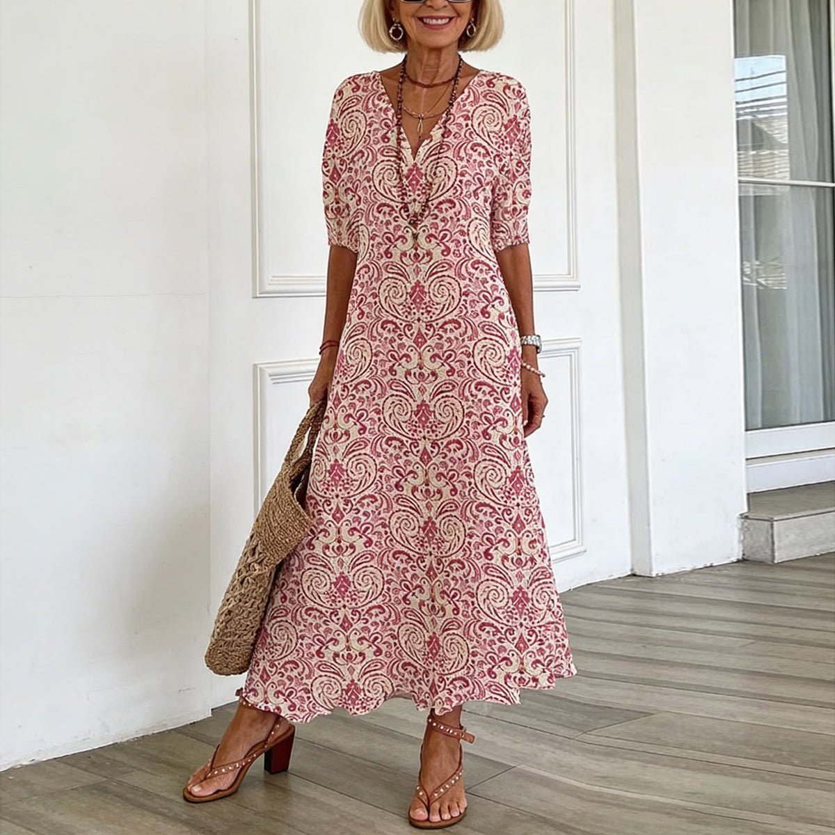 Vilja - Boho maxi jurk met paisleyprint voor dames Front