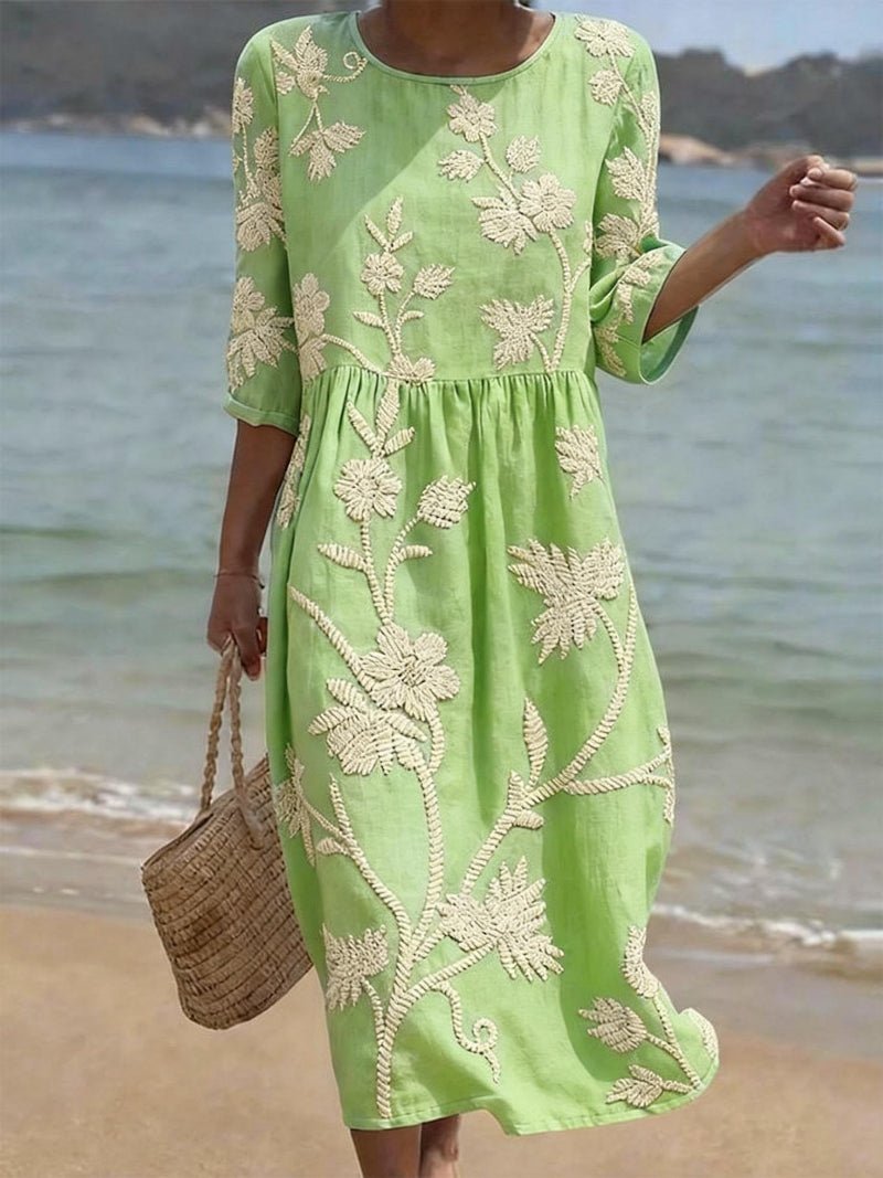 Wies - Broderie midi jurk voor dames Side