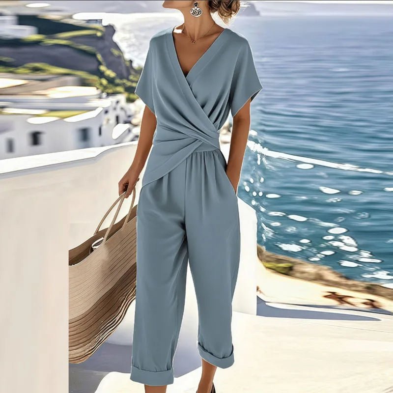 Wies - Elegante drapé tweedelige set voor dames Detail