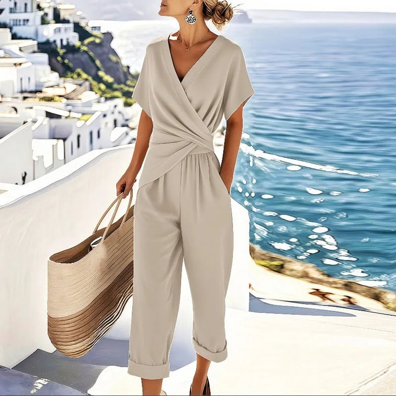 Wies - Elegante drapé tweedelige set voor dames Front