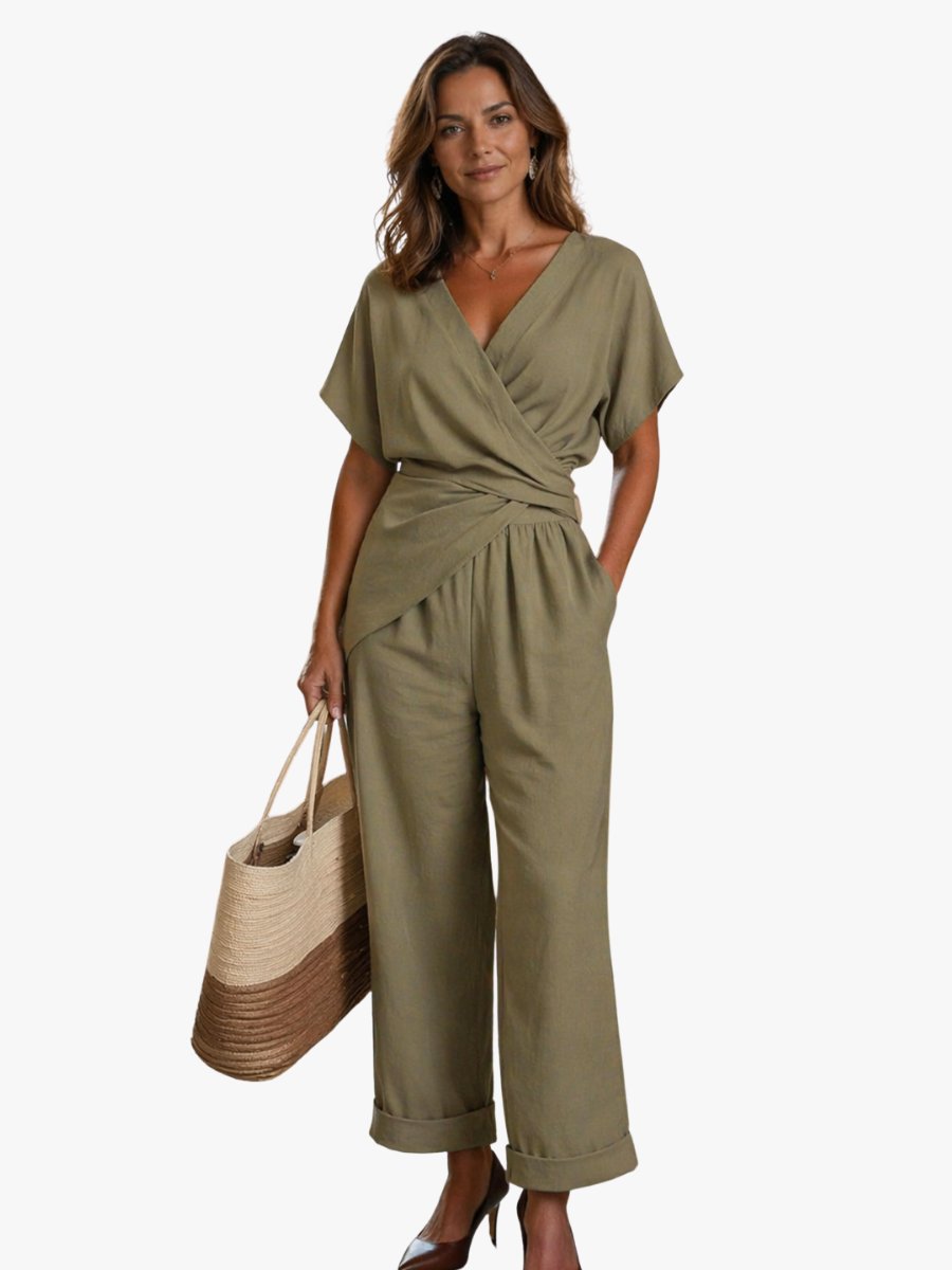 Wies - Elegante drapé tweedelige set voor dames Hero