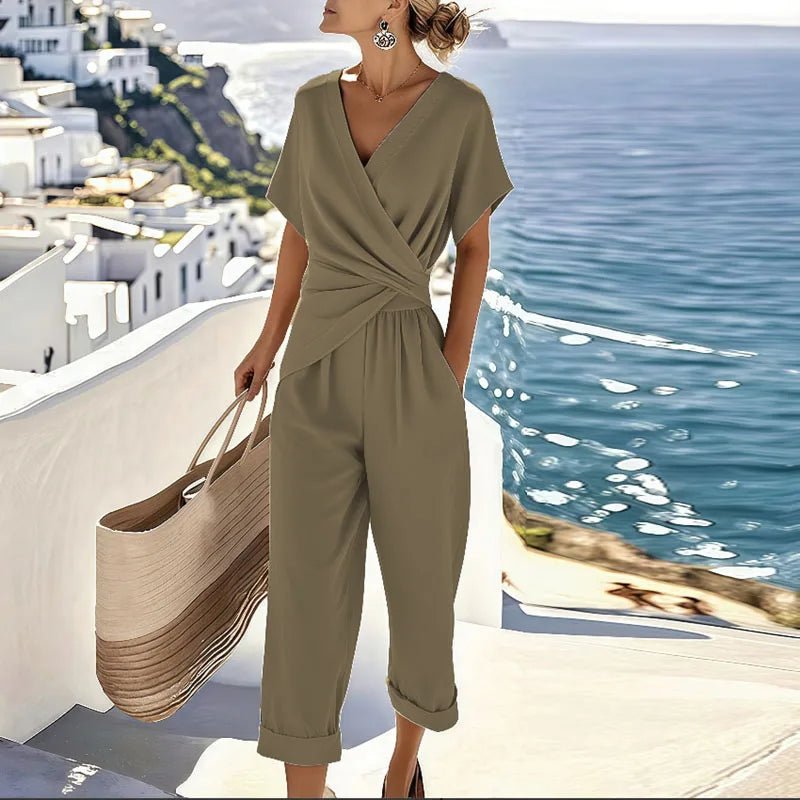 Wies - Elegante drapé tweedelige set voor dames Side