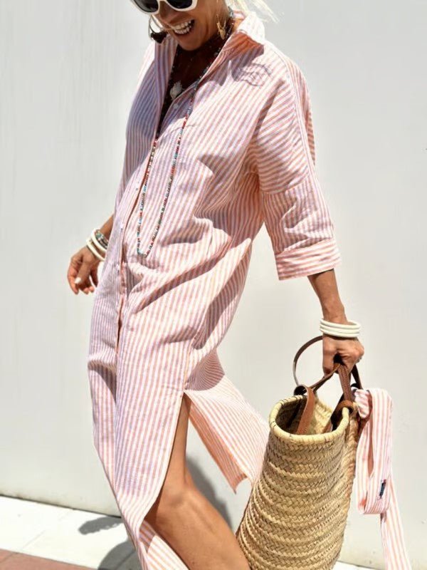 Wies - Elegante midi polojurk met knopen voor dames Back