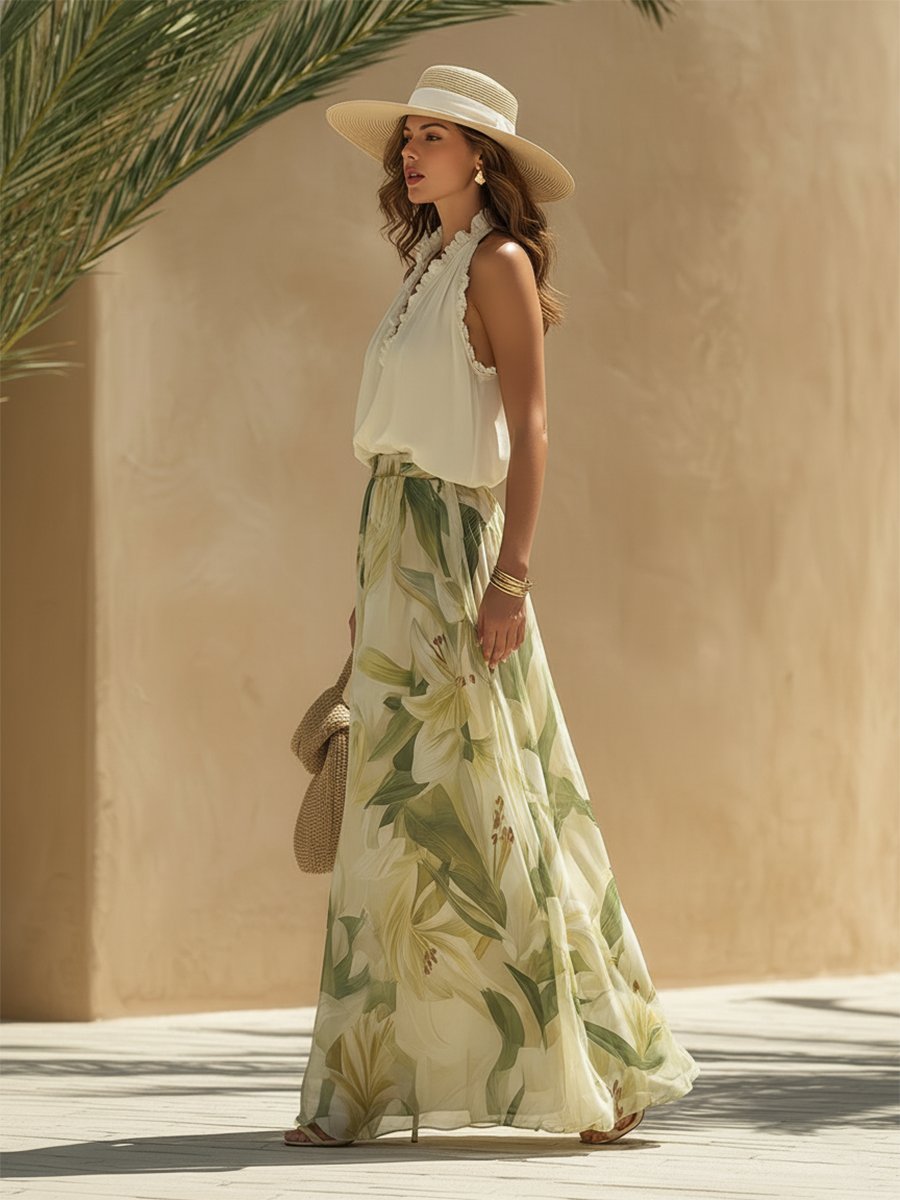 Wies - Vloeiende zomerset met bloemenprint voor dames Detail